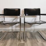 Mid-century chromed leather chairs