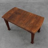 Oak Art Deco dining table with carved frieze, France 1920s