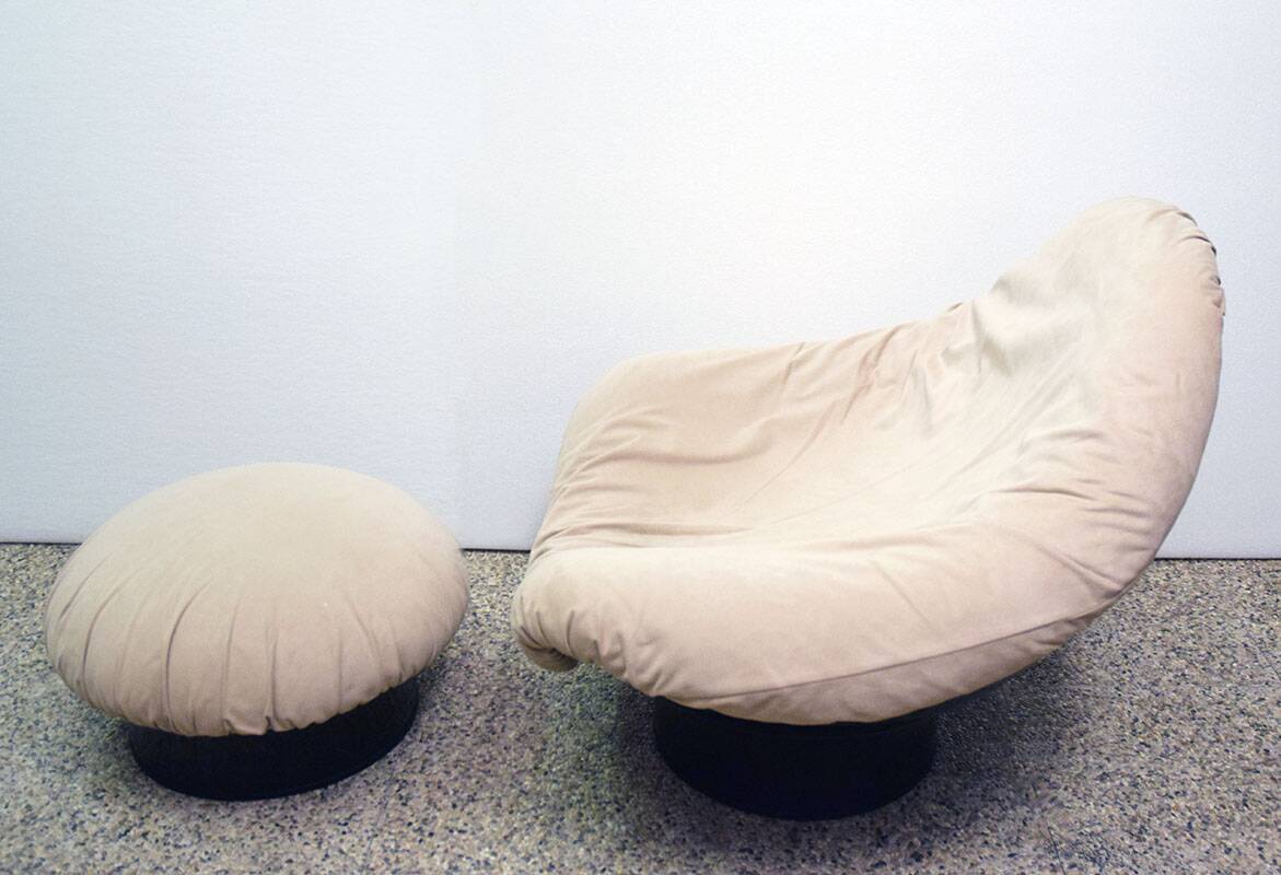 Armchair with pouf 'Rodica' design Mario Brunu for Comfort 1970s