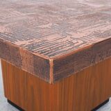 coffee table in copper and teak by heinz lilienthal, 1970s