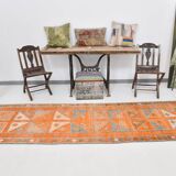3x12 Rug For Laundry Orange Turkish Vintage Runner Rug, 95x370Cm SK 22033