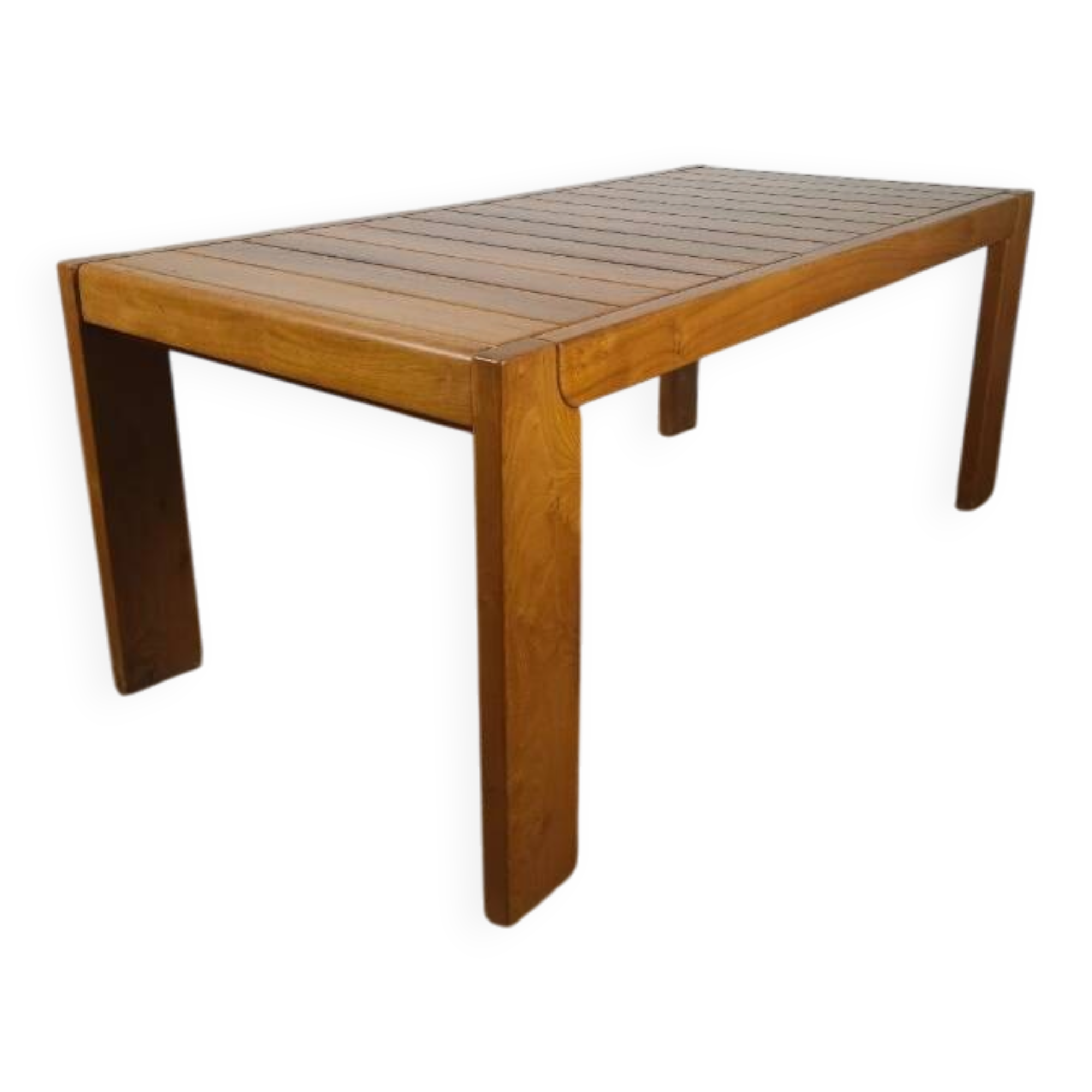 Table extensible en orme massif, Maison Regain, années 60