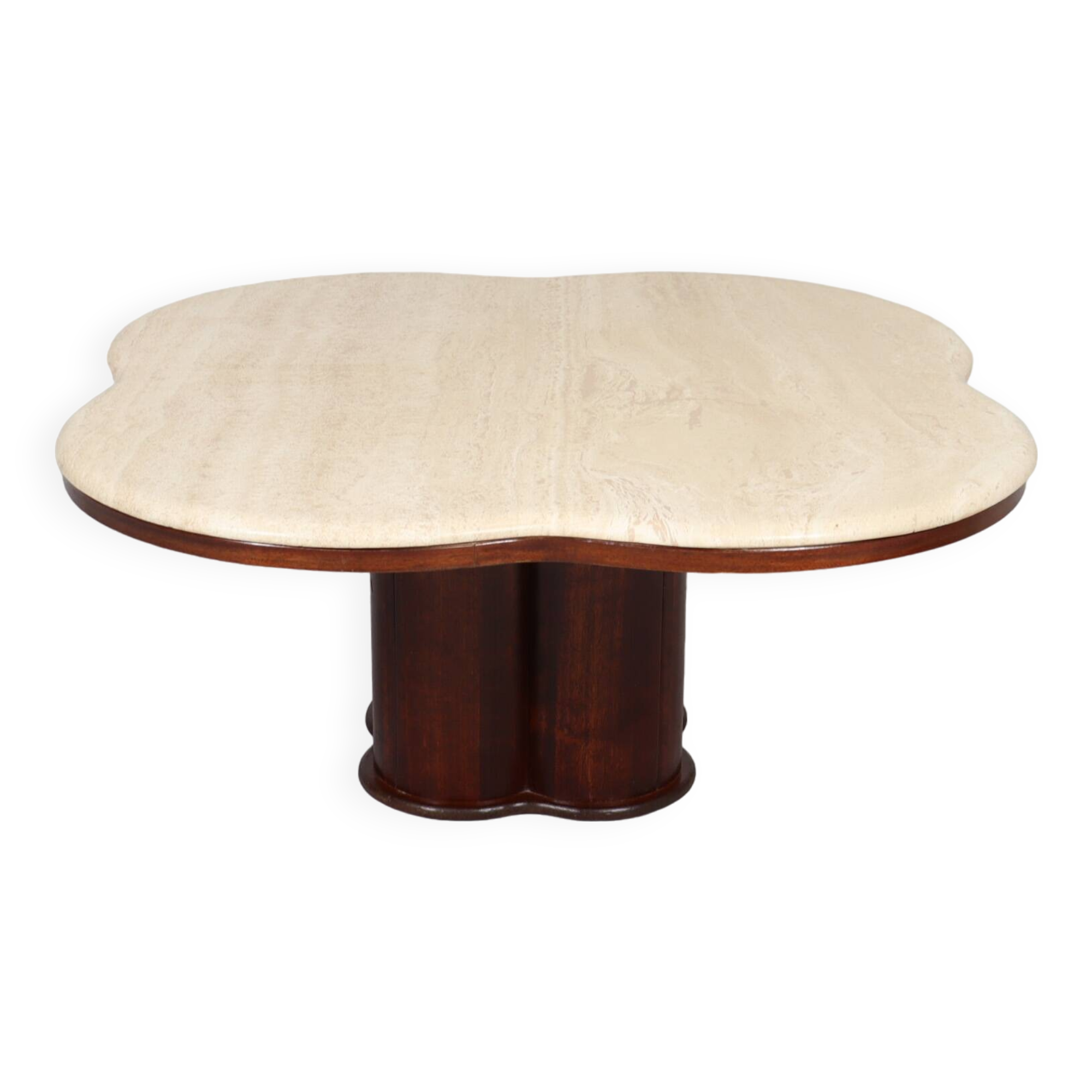 Coffee table with cloverleaf-shaped travertine top, Italy, 1970s