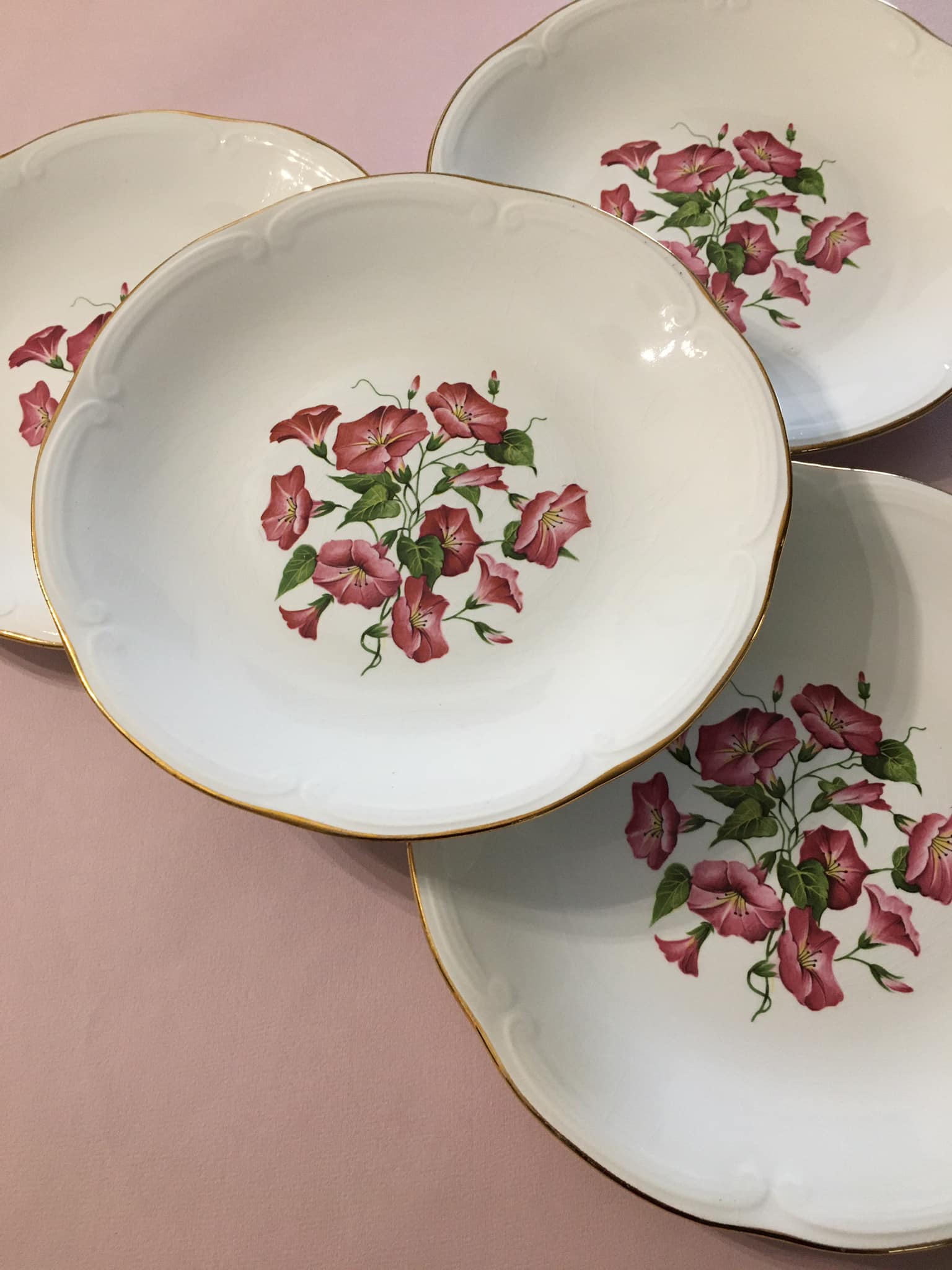 4 old flat plates in Gien porcelain