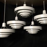 Satin white lacquered metal hanging from the 1960s