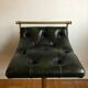 Pair of Chesterfield style brass and leather stools