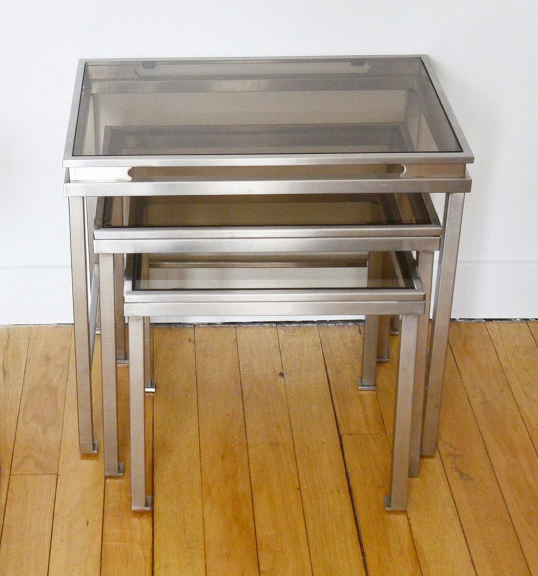 Lot 3 pull out tables by Maison Jansen by Guy Lefèvre 1970