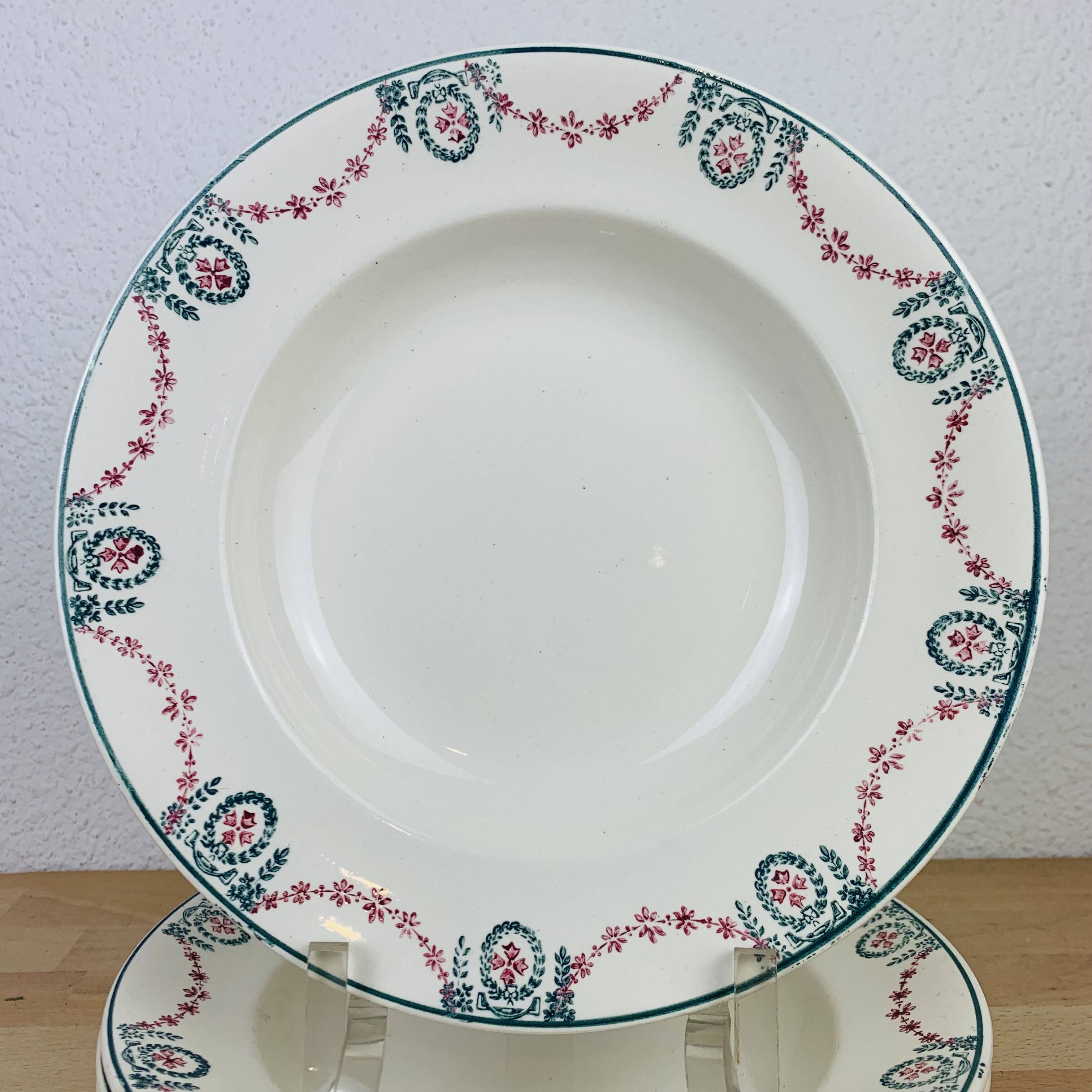 6 Longwy iron earth soup plates