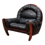 Fauteuil Lounge en Cuir "Rancero" de Luciano Frigerio - Design Italien des Années 1970
