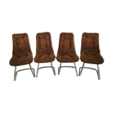 4 velvet-hulled chairs