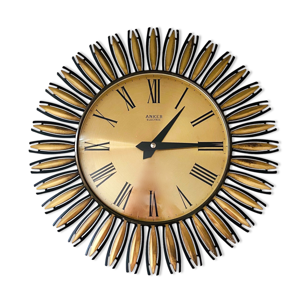 Horloge murale vintage sunburst Anker Allemagne