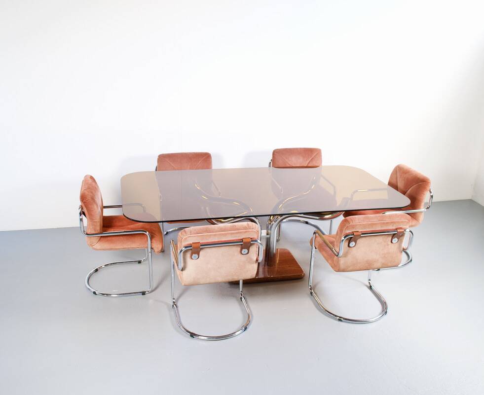 Set of 6 armchairs by Guido Faleschini, 1970s, Mariani Italia, publisher