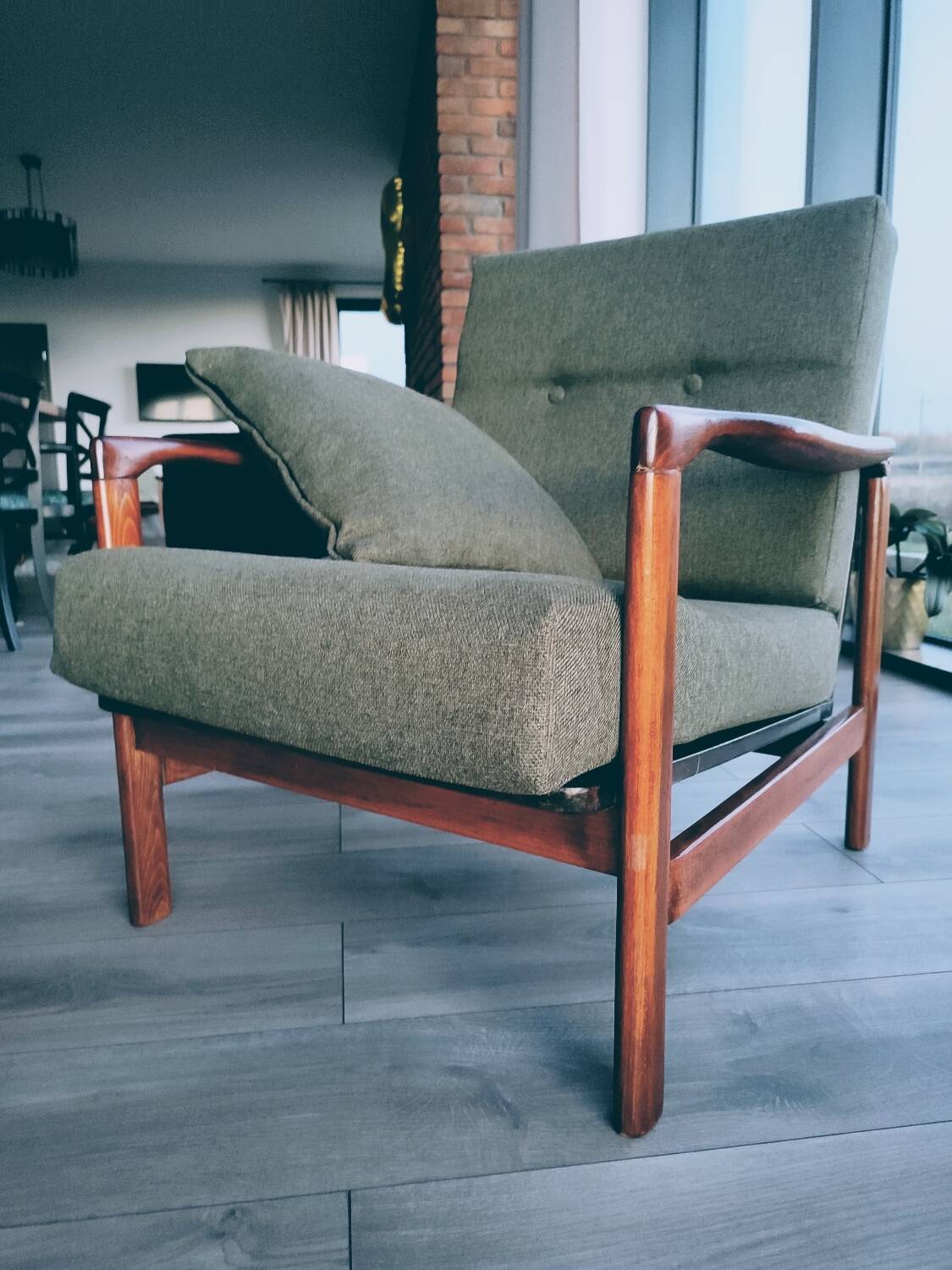 Vintage armchair green olive design by Z.Baczyk 1965