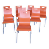 Set of 8 vintage metal and wood chairs