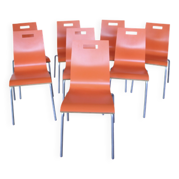 Lot de 8 chaises vintage métal & bois