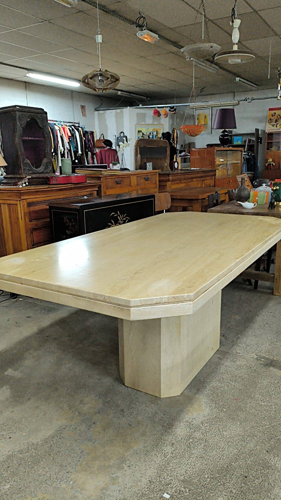 Vintage octagonal dining table travertine 1970s/1980s
