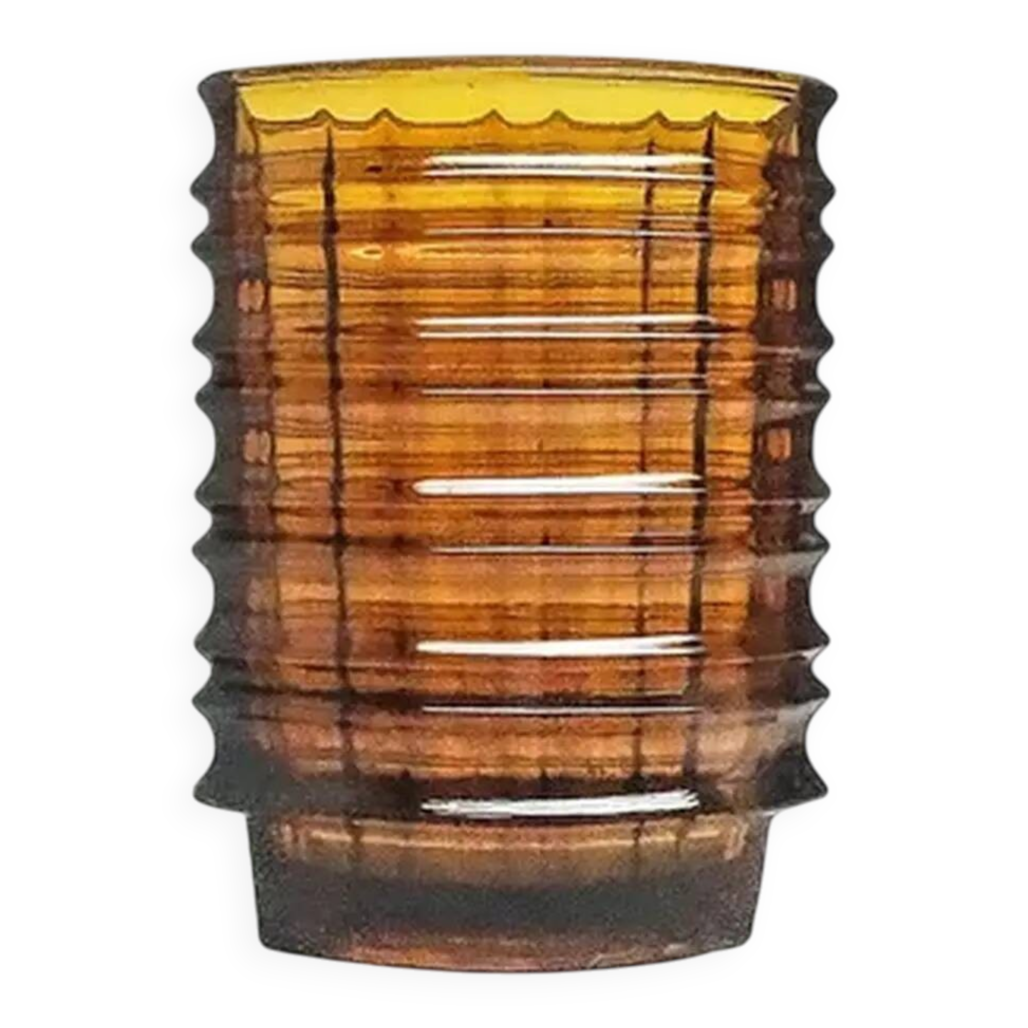 Optical vase, transparent glass, design by J. Drost, Ząbkowice, Poland, 1970s