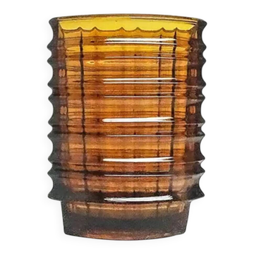 Optical vase, transparent glass, design by J. Drost, Ząbkowice, Poland, 1970s