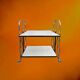 Folding rolling dessert trolley in white formica and chrome metal – 1950s-60s