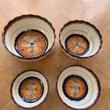 4 nesting salad bowls in enameled ceramic mbfa pont l abbé decorated vintage hand