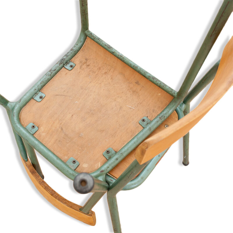 Pair of stella school chairs in wood and metal from the year 1960