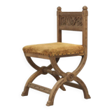 Antique Oak Chair with Gothic and Religious Carvings