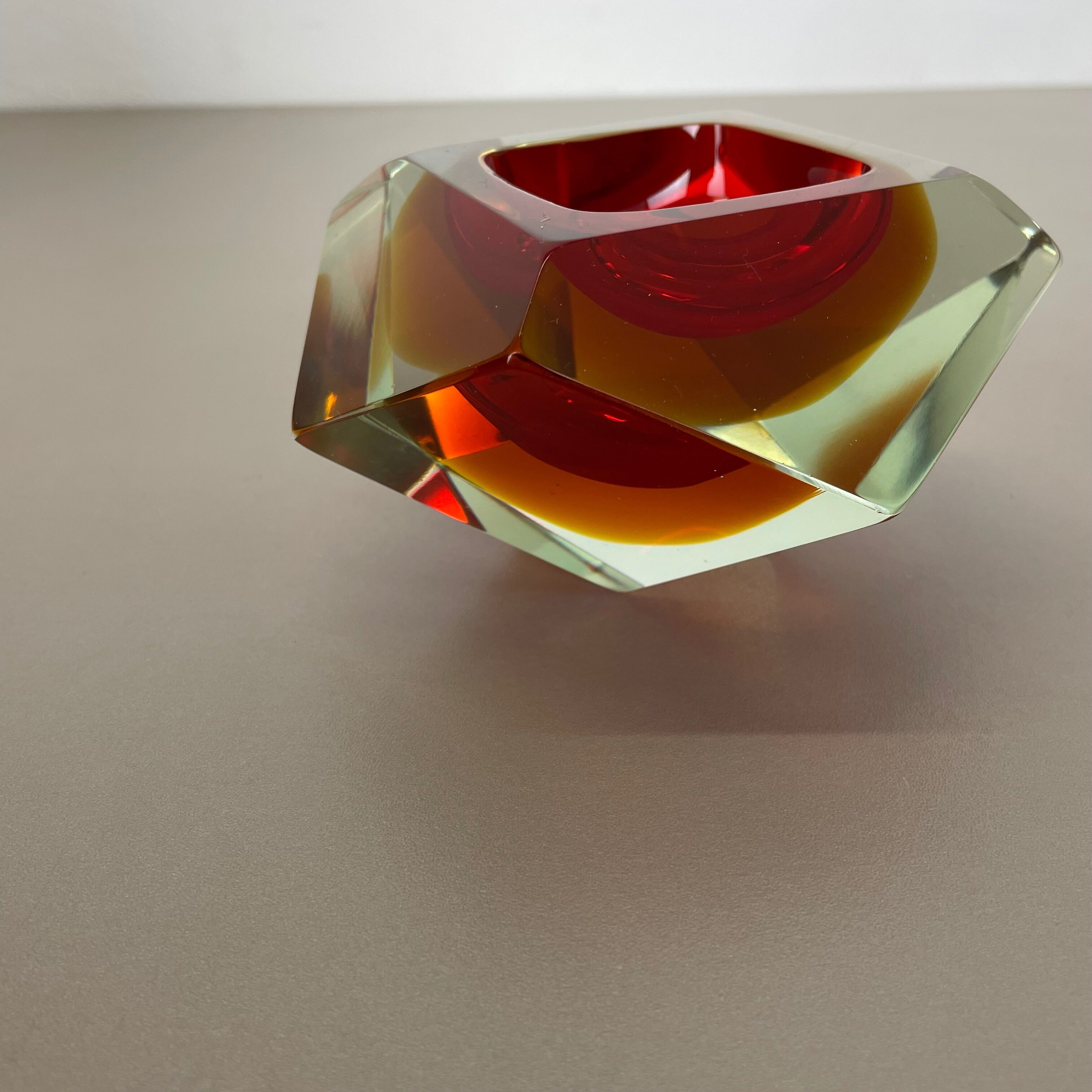 Murano glass sommerso diamond bowl ashtray element by flavio poli, italy, 1970s
