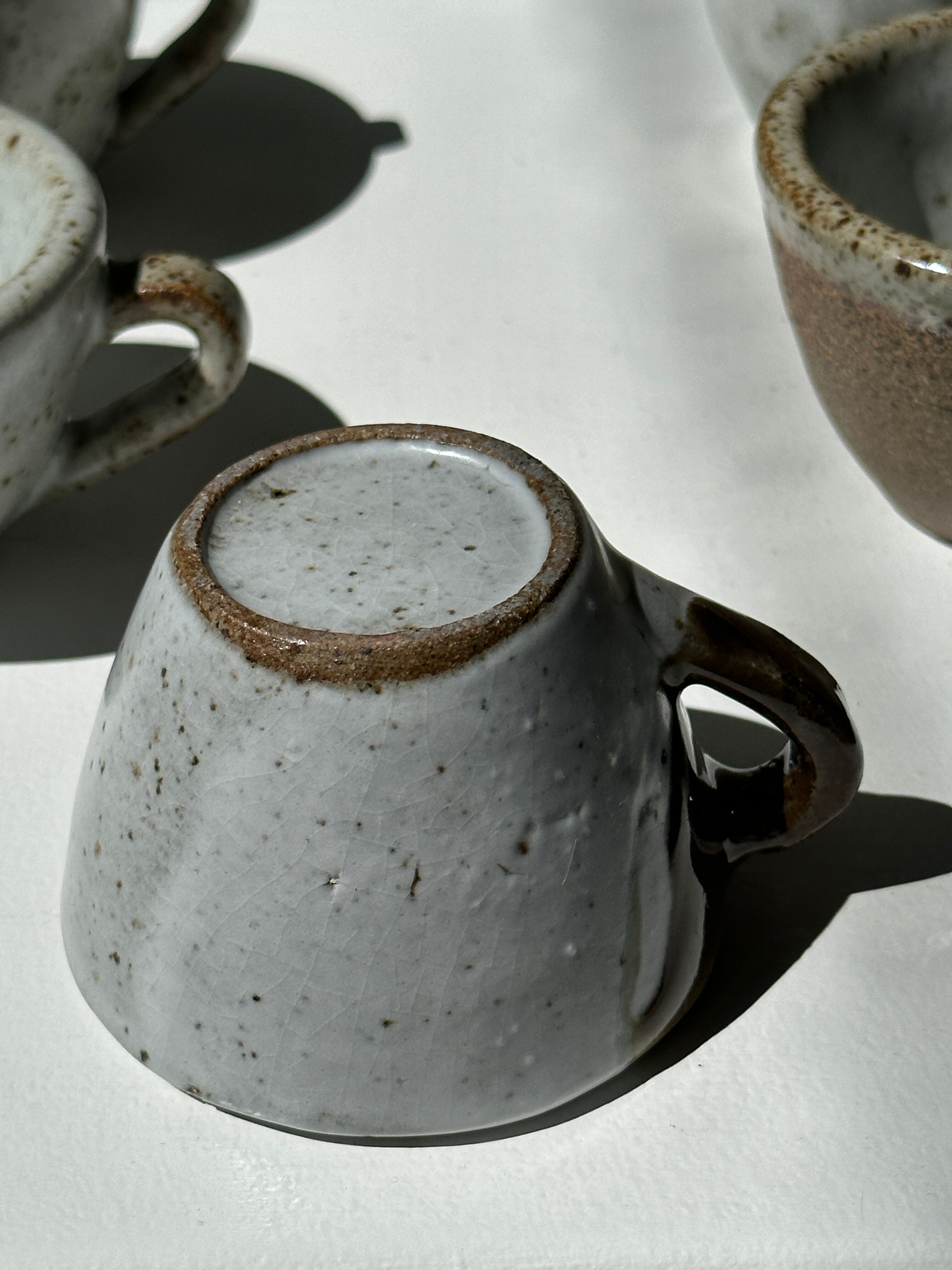 Set of 5 Indonesian ceramic handle coffee cups