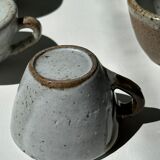 Set of 5 Indonesian ceramic handle coffee cups