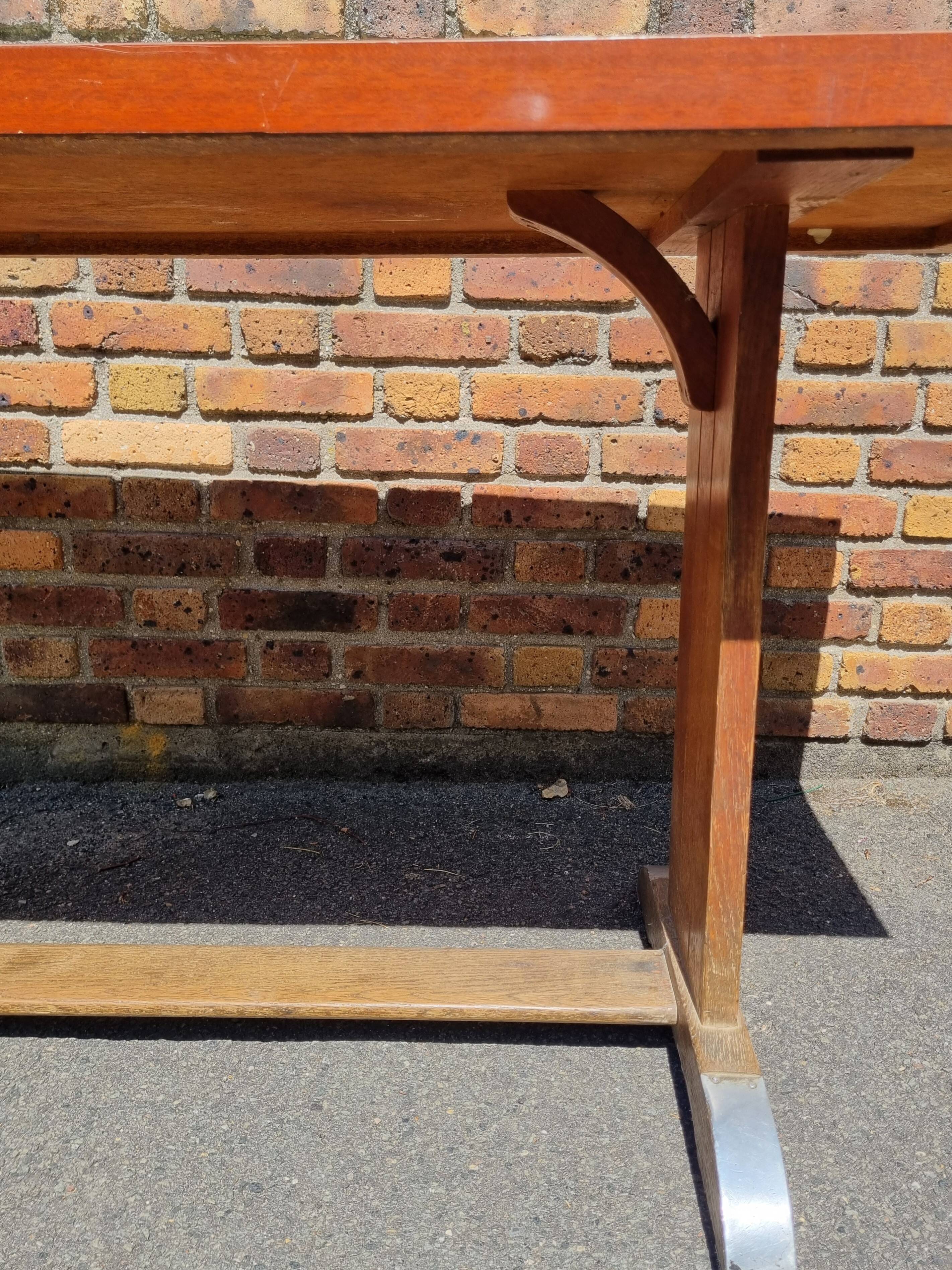 Art Deco dining table in oak with a pearlescent laminate top, 145x60 cm.