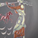 Rare pair of ceramic plates and enamel with mythological decoration. The 50s.