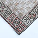 Tapis turc Antique en laine fait à la main, 4x9 nuances de rouge et jaune, 129x267Cm
