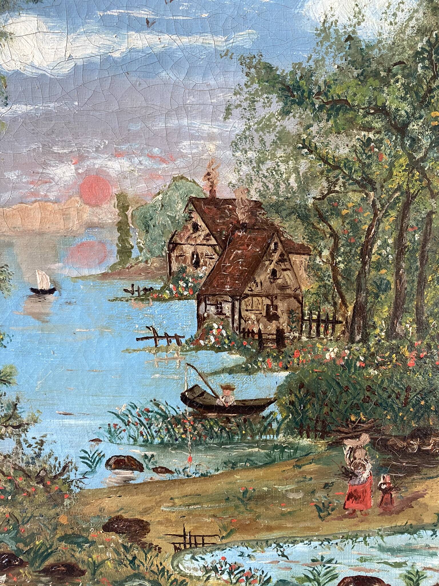 Landscape of houses by the lake