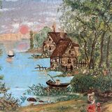 Landscape of houses by the lake