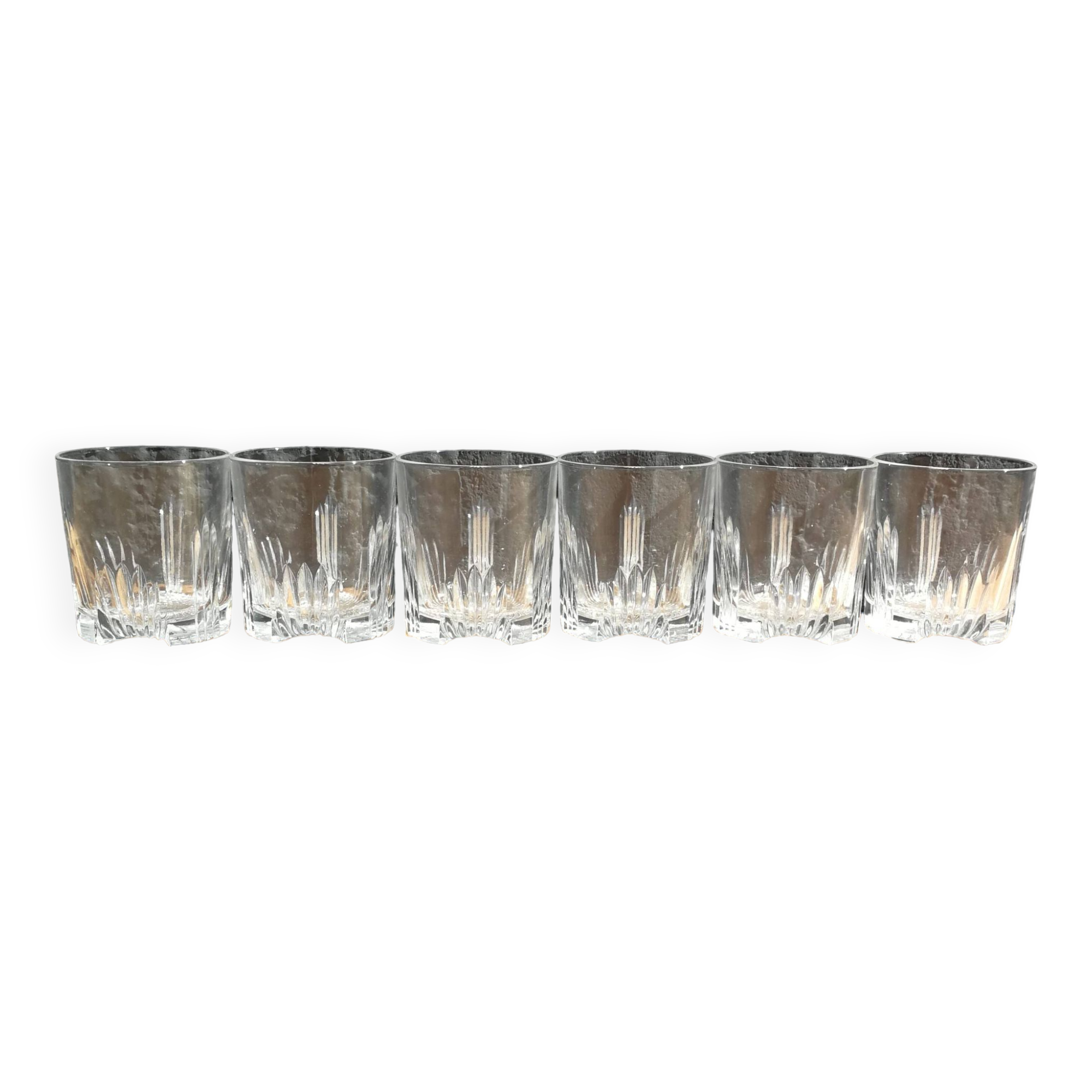Six whiskey glasses