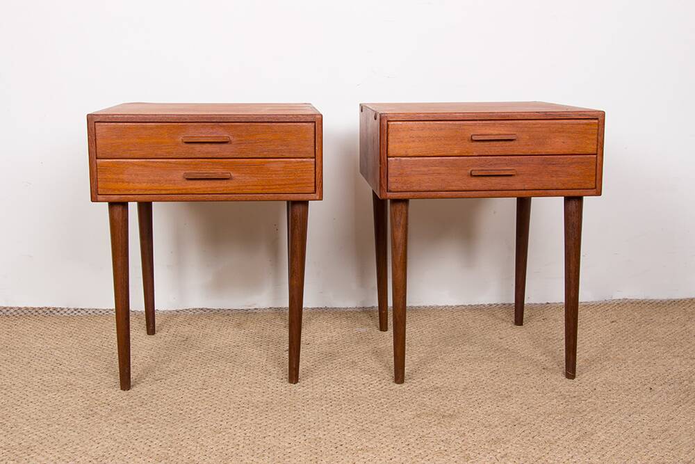 Pair of Danish teak bedside tables by PBJ Mobler 1960