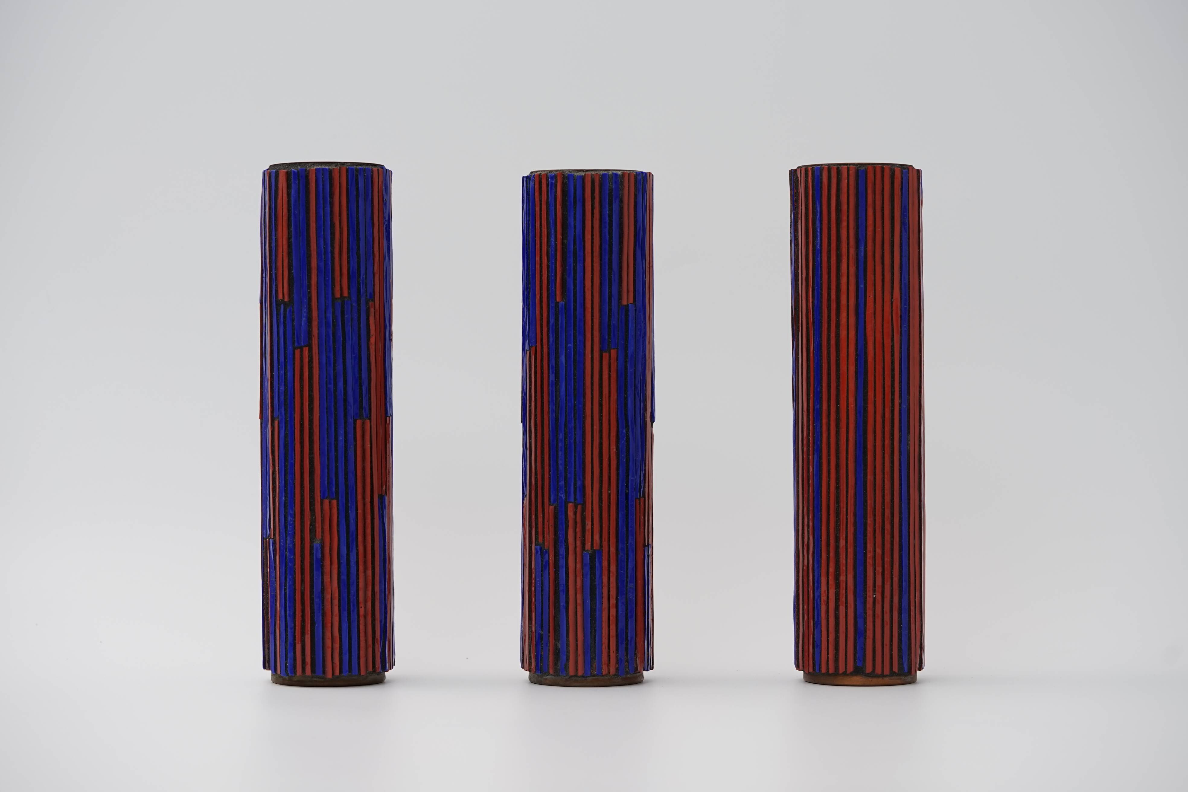 Pottery Mosaic Vases by W. Zimmermann for Ritter set of 3