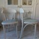 Set of 4 vintage bistro chairs from the 1970s, pearl grey patina.