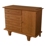 Commode en chêne 4 tiroirs 1 porte 1960's