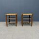 Set of Dutch beechwood stools with rush seat