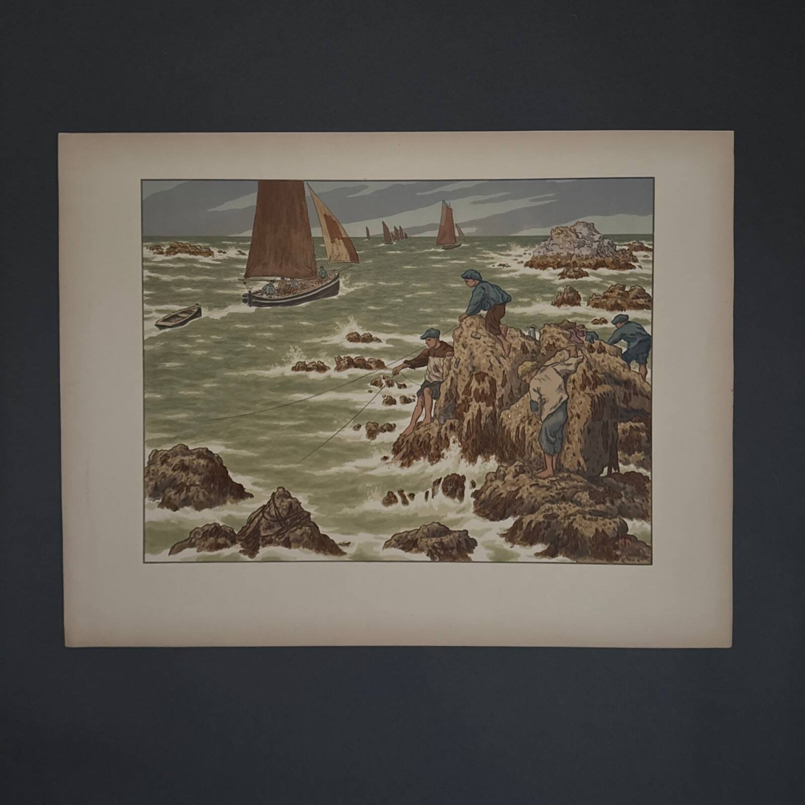 Lithograph by Henri Rivière The Wind of Noroît - The Seaweeds