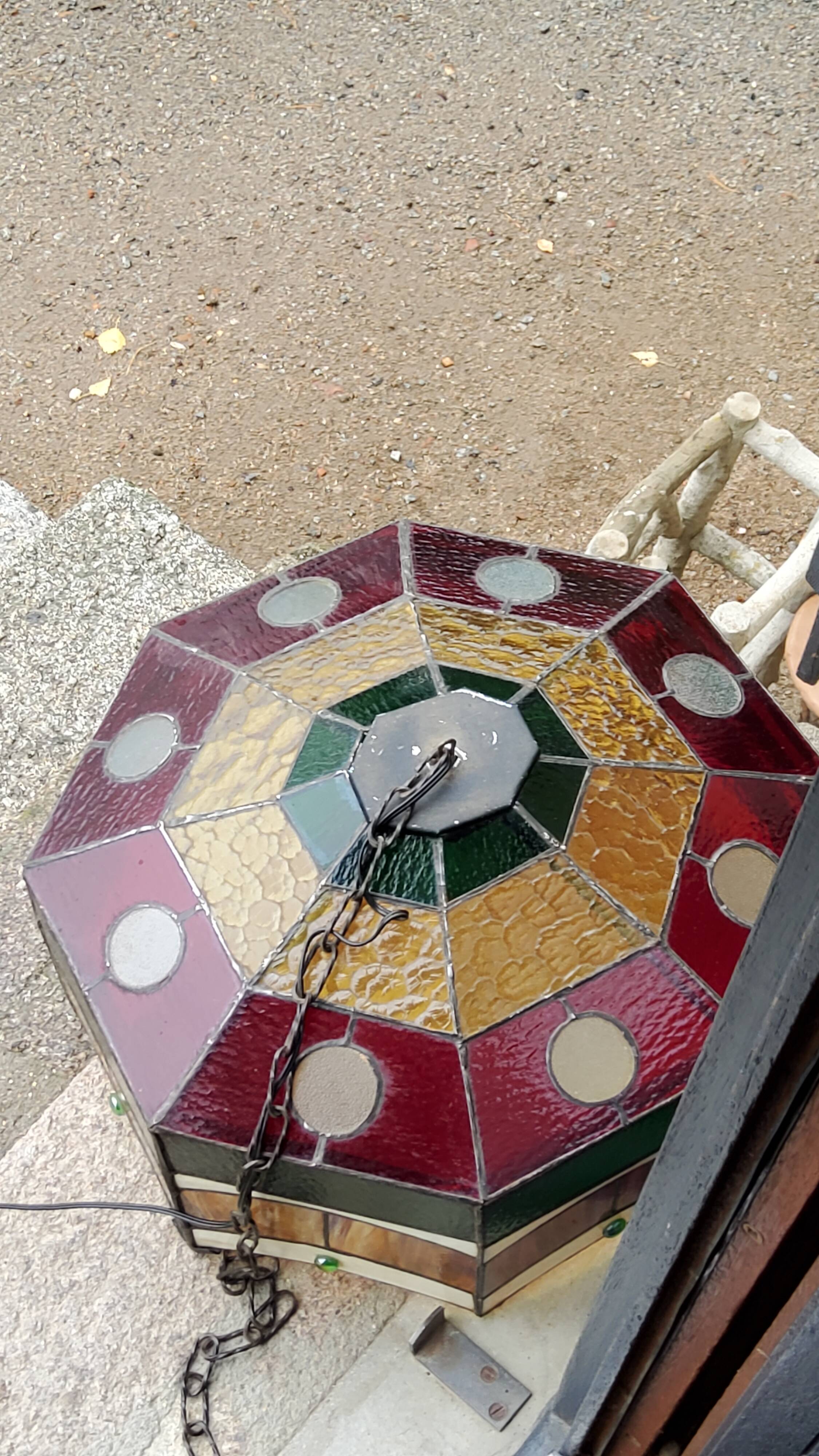 Art style stained glass suspension, diameter 58cm