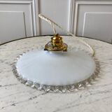 Vintage 50s serrated opaline pendant lamp