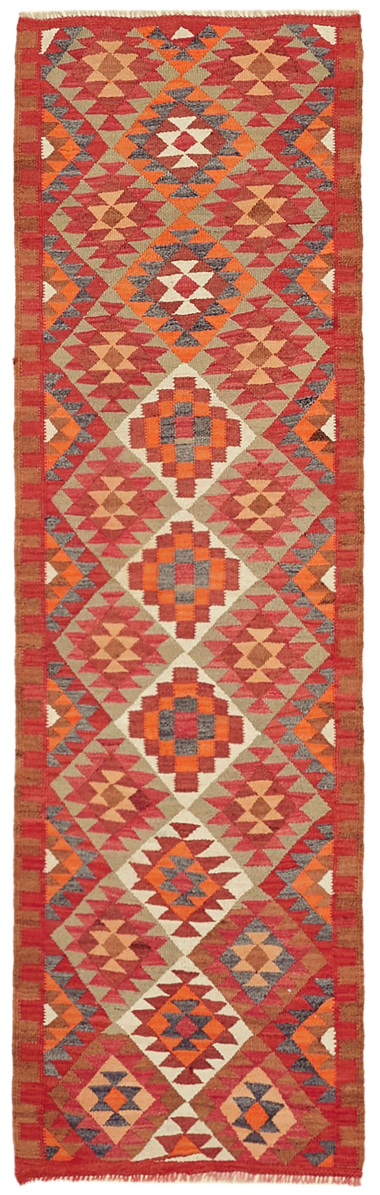 Turkish Handwoven Vintage Herki Kilim 98 cm x 322 cm