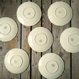 7 large saucers Sarreguemines in off-white faience