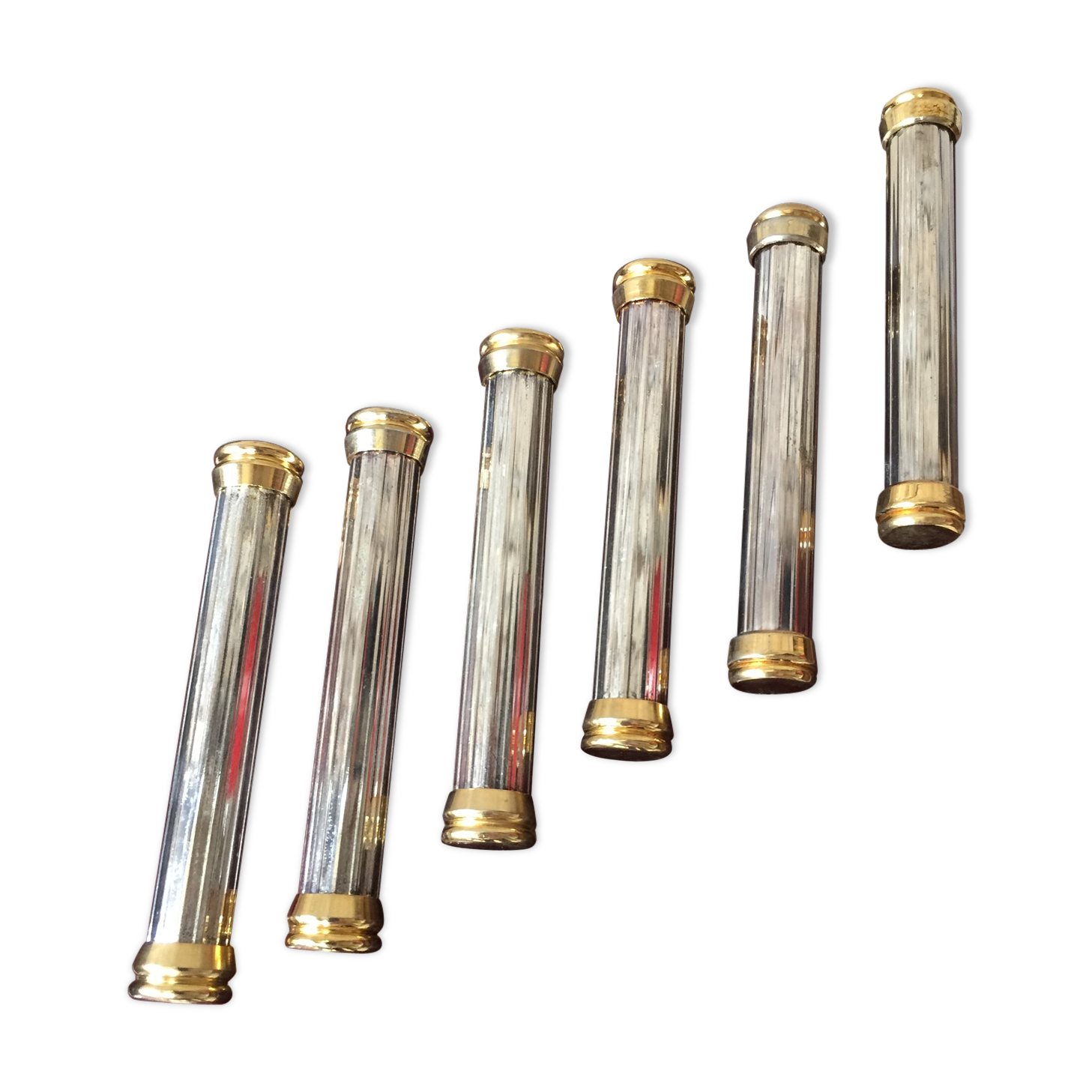 Lot of 12 crystal and gold metal knive holders