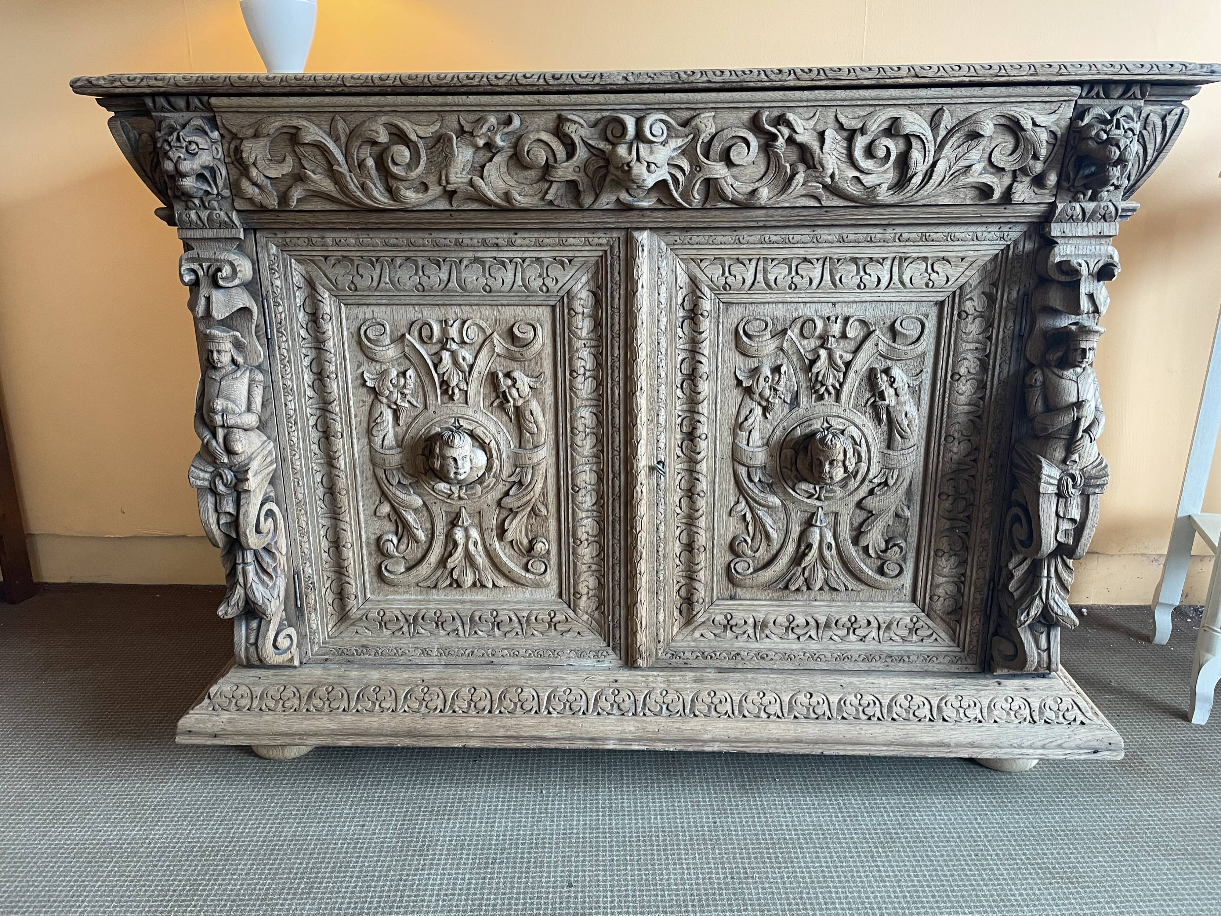 Carved wooden sideboard