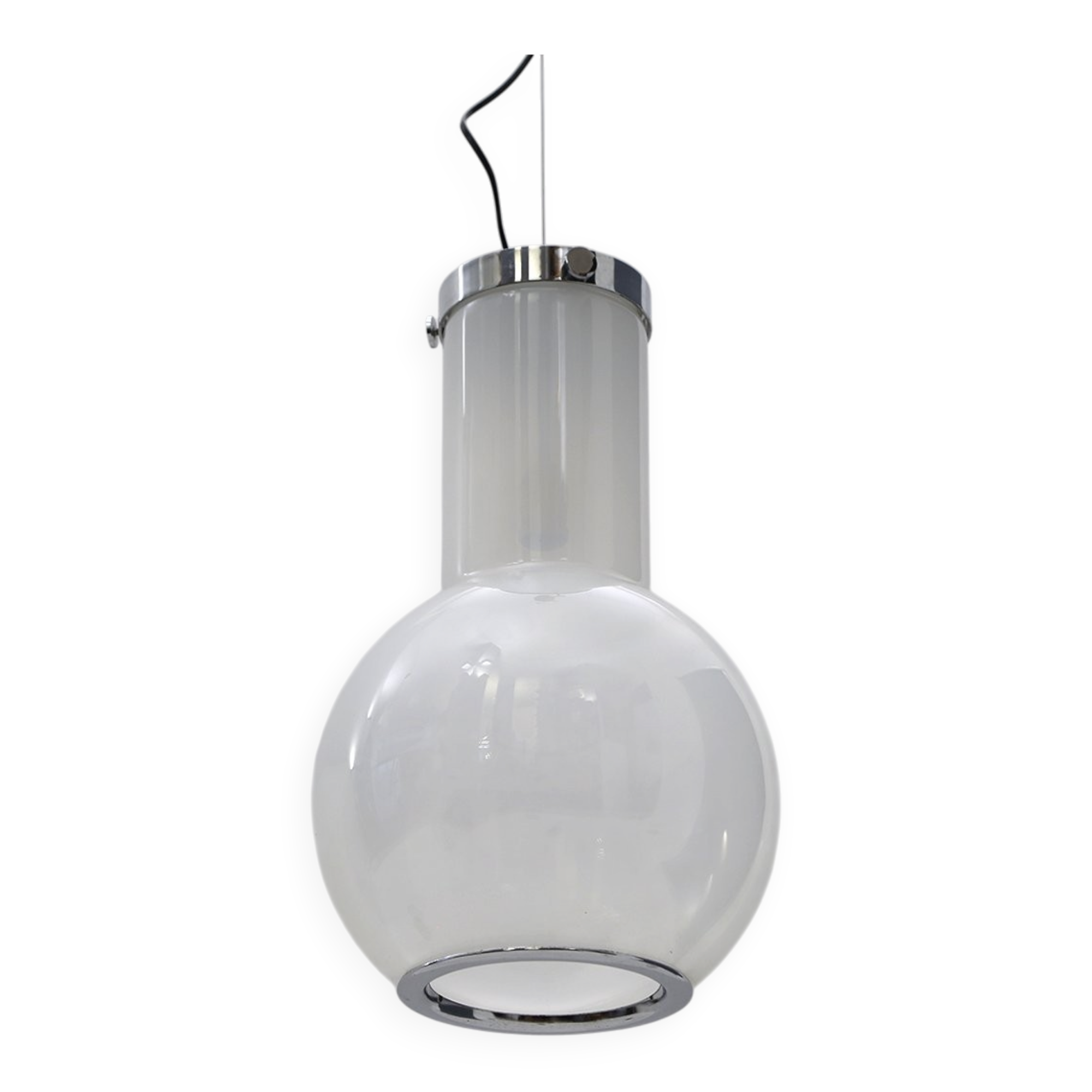 Glass and chrome metal ceiling light, 1970s