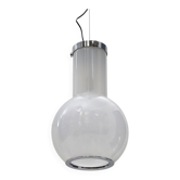 Glass and chrome metal ceiling light, 1970s