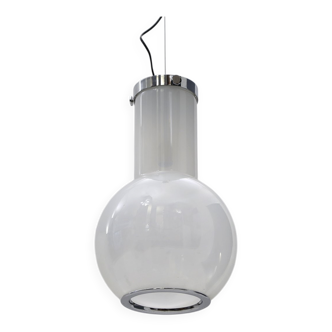 Glass and chrome metal ceiling light, 1970s